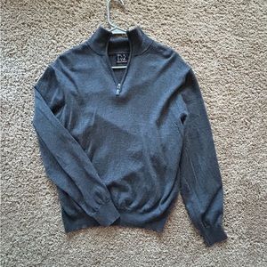 jos. a bank 100% merino wool gray quarter zip in size L